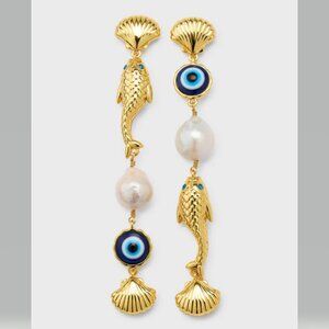 Lele Sadoughi La Mer Pearly Linear Earrings NWT